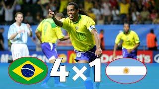 Brazil 4 × 1 Argentina | 2005 Confederation Cup Final  Highlights( Adriano,Kaka & Ronaldinho)