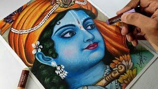 Krishna drawing,  Krishna drawing with oil pastel,  Oil pastel drawing,  Sanju Arts