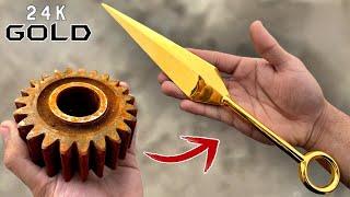 Master Craftsman Turns RUSTY Scrap into 24K GOLD Plated KUNAI