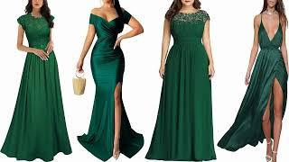 Trendy emerald green satin maxi dress for the Fashion-Forward 2023