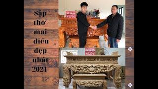 Lắp đặt |  sập thờ mai điểu gỗ gõ chân 24 | Đồ gỗ thành quyên 085.206.4959