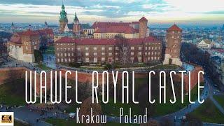  4K drone video of Wawel Royal Castle, Krakow, Poland.