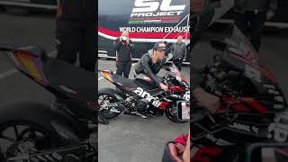 Aprilia all stars 2022 Misano - Lorenzo Savadori tries SC project exhaust on RSV4!! #shorts