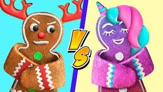 9 Fun Christmas Treat Ideas / Unicorn Christmas Candies vs Reindeer Christmas Candies Challenge!