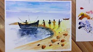 Easy Watercolor Painting Ideas for Beginners Step by Step / easy landscape with watercolor