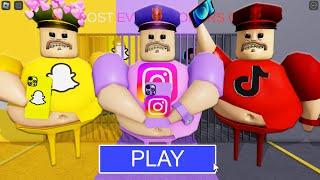 SNAPCHAT BARRY Vs INSTAGRAM BARRY Vs TIKTOK BARRY in BARRY'S PRISON RUN! New Scary Obby (#Roblox)