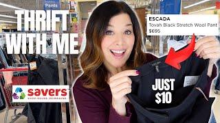 I found $600 pants for $10! Thrift with me at Savers Thrift Haul & Poshmark Liquidation Reseller