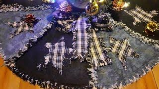 Christmas tree skirt raggedy. Recycle jeans idea.