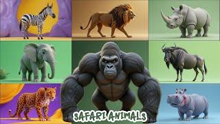 Safari Animal Sounds Song | Nursery Rhyme for Kids - Learn Animal Names and Sounds