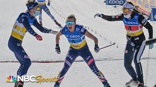 Jessie Diggins anchors Team USA to STUNNING UPSET in mixed team relay | NBC Sports