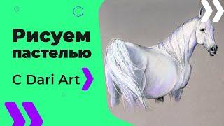 Как нарисовать белую лошадь СУХОЙ пастелью! #Dari_Art
