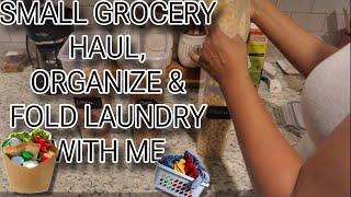 How to keep your kitchen organized + Small grocery haul, + relax & fold laundry with me