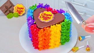 Rainbow Chocolate Chupa Chups Cake  So Tasty Miniature Rainbow Cake Decorating | Tiny Cakes