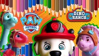  PAW PATROL Dibujamos a BLITZ, CLOVER y TANGO de DINO RANCH con MARSHALL 