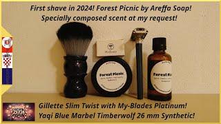 First shave in 2024! Forest Picnic by Areffa Soap! Specially composed scent at my request!