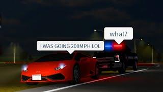 Going 200MPH In Front Of Cops In My Lamborghini Huracan.. (Roblox Greenville)