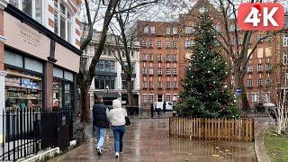 Light Rain ️ LONDON Christmas  WALK TOUR ASMR [4K]