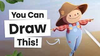 How To Draw A Cute Scarecrow ‍⬛ Easy Procreate Tutorial