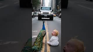 Angel peacock Family's guardian Thanks to the peacock, the baby was saved#warmheart #rescue #shorts