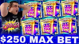 $250 Max Bet Bonus & Re-trigger = MASSIVE HANDPAY JACKPOT On Piggy Bankin