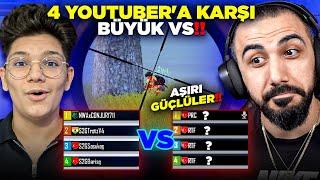 EN GÜÇLÜ 4 YOUTUBER'A KARŞI 4 VS 4 ATTIK!!  TARİHİN EN ZORLU VS'Sİ!! | PUBG MOBILE