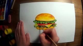 Как нарисовать гамбургер - How to draw  hamburger