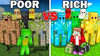 Mikey POOR vs JJ RICH Golem Army Survival Battle in Minecraft - Maizen