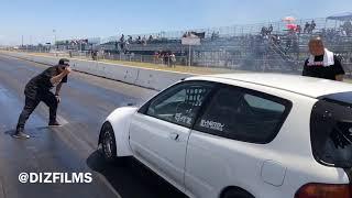 Wicked 1 Racing 1000hp civic crash at Sacramento Raceway.