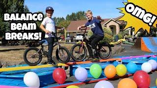 BMX Obstacle Challenge! BALANCE BEAM BREAKS!!