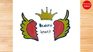 Broken Heart Drawing by FM Drawing School | Learn How to Draw Easily Step by Step | FM Drawing |