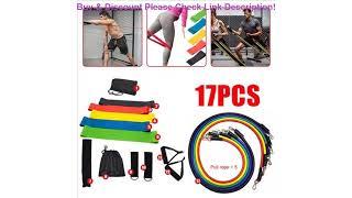 Best New 17Pcs Resistance Bands Set Yoga Exercise Fitness Band Rubber Loop Tube Bands Gym Fitness E