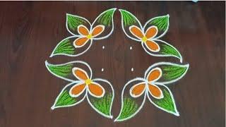 Simple rangoli design  4*4 dots  daily rangoli 