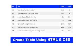 How to create table using html and css / table design