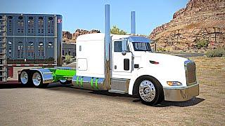 Peterbilt 386  -  Custom Cattle Hauler  - Wilson Trailer  (ATS American Truck Simulator Gameplay)