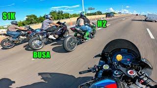 350HP Ninja H2, Hayabusa, & M1000RR Go On A Beach "Cruise" 