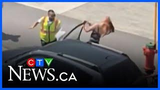 Brazen, violent alleged car theft outside Montreal school caught on camera