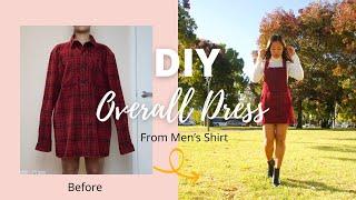 DIY RECYCLING MENS SHIRT | Men’s shirt into Overall Dress