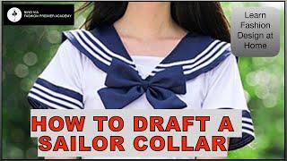 How to Draft a Perfect Sailor Collar: Step-by-Step Guide: Fashion Pattern Making Tutorial