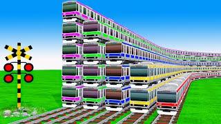 【踏切アニメ】あぶない電車 6 TRAIN Climbing Pynamid  Fumikiri 3D Railroad Crossing Animation #1