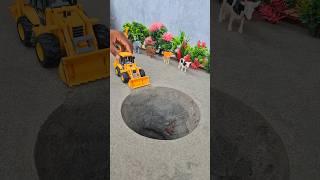 jcb pushing yellow orange blue and red car in pit #jcbtoy #jcb #jcbjcb #jcbvideo #viral