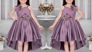 Very Easy Partywear High Low Box Pleated Baby Frock Cutting and Stitching/ One Strap Frock