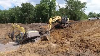 Komatsu went Down while digging a POND DAM . Kolbelco to the Rescue!