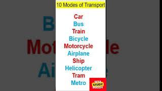 Modes of Transport Names | 10 Modes of Transport, Kids English Words & Vocabulary Transport Vehicles