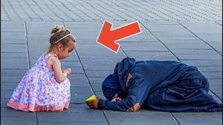 Lonely Little Girl at Bus Stop Asks Homeless Man to Adopt Her