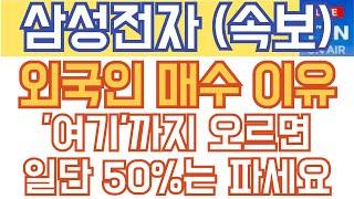 삼성전자 주가전망 - 속보) 외국인 매수 이유! '여기'까지 오르면, 일단 50%는 파세요!