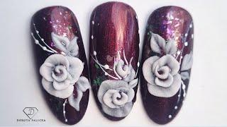 3D Acrylic Roses nail art. Learn how to do Acrylic 3D flowers.