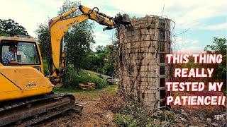 Taking Down a Big Dangerous Silo! (Without Dying) Barn Demo Pt.2