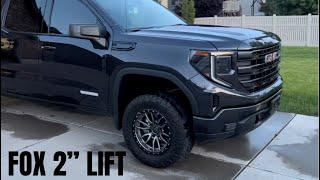 2” Fox Coilover Suspension Lift Before and After 2023 GMC Sierra Elevation