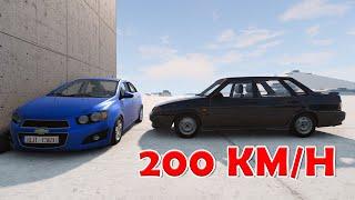 Chevrolet Aveo vs Lada 2115 200 KM/H - BeamNG Drive