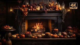 Cozy Autumn Fireplace with Crackling Fire Ambience | 4K 